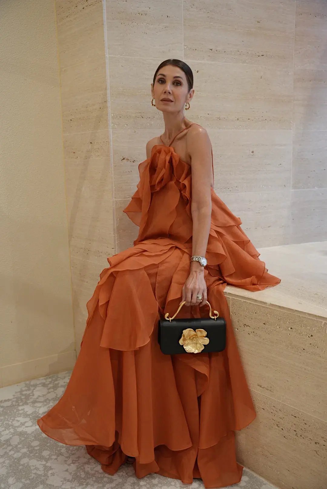 Aje  Pandorea Layered Maxi Dress Coral Clay Size 6 photo 5