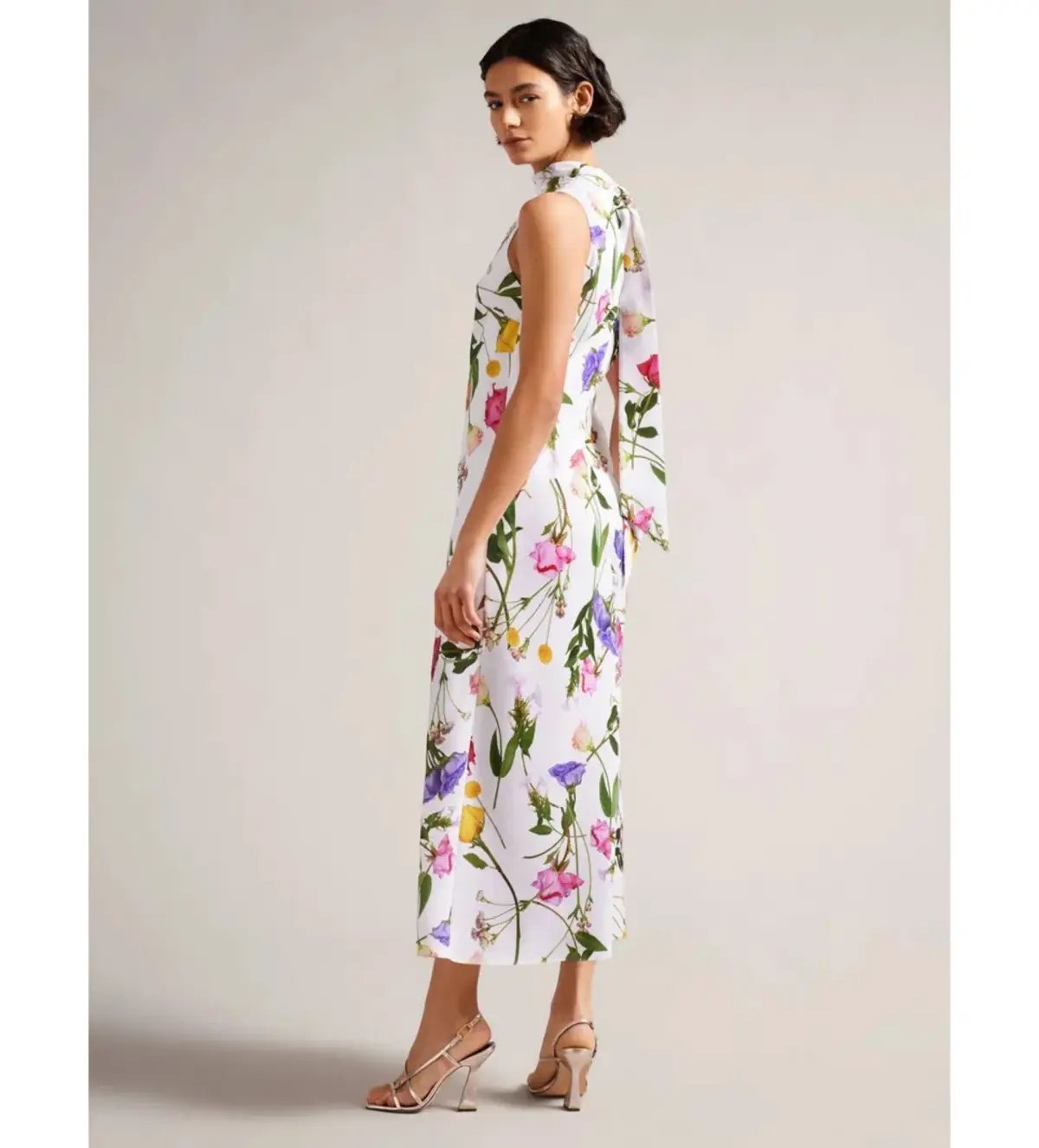 Ted Baker Addilin Cowl Neck Slip Midi Dress White Floral Size 2 AU 10 photo 4