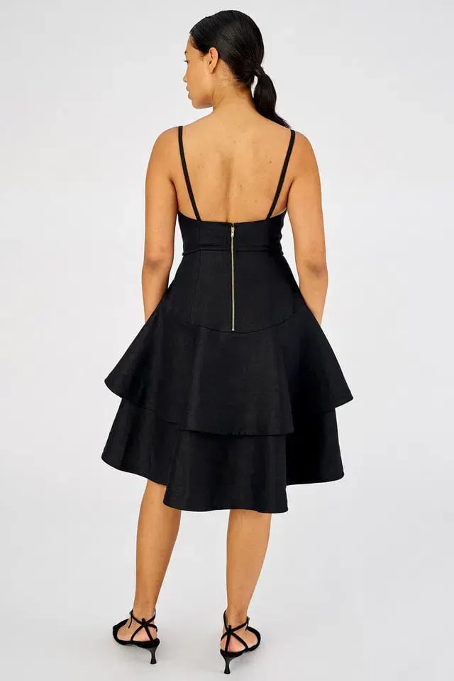 Oroton Tiered Bodice Dress Black Size 8 photo 5