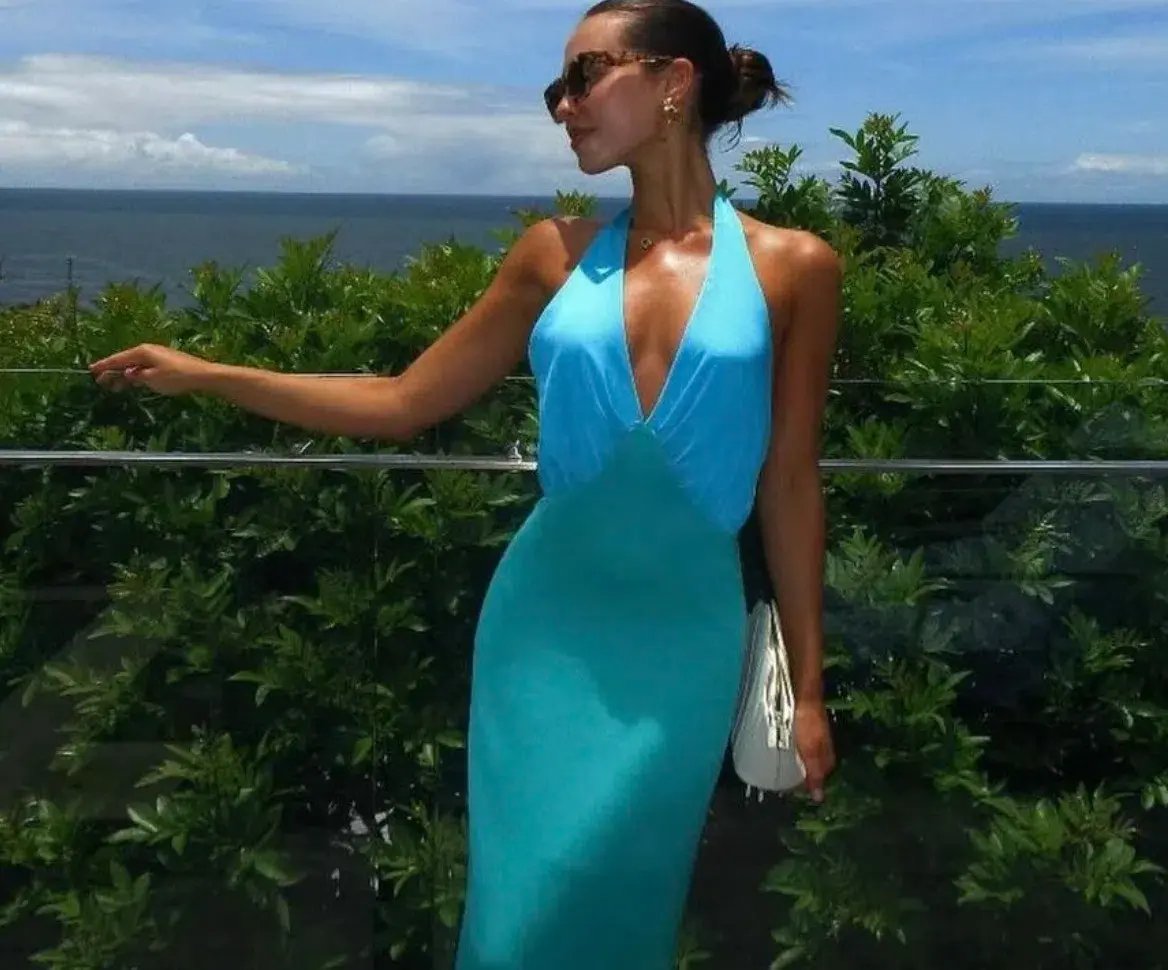 The Wolf Gang Oahu Slip Maxi Dress Aquamarine Blue & Green  Size S / AU 8 photo 3