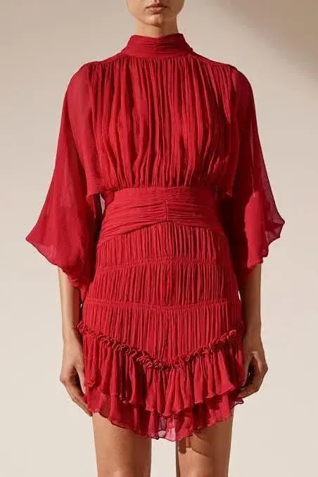 Shona Joy Clemence Long Sleeve Mini Dress Red Size 8 photo 3