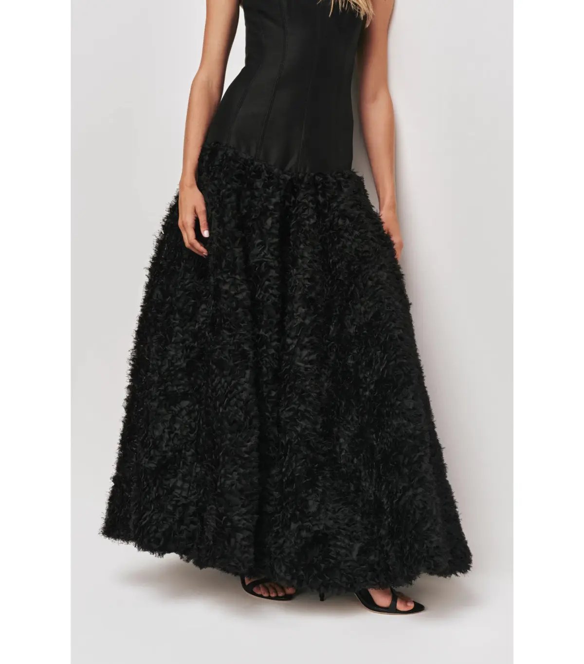 Aje Colette Corset Textured Maxi Dress Black Size AU 6 photo 3