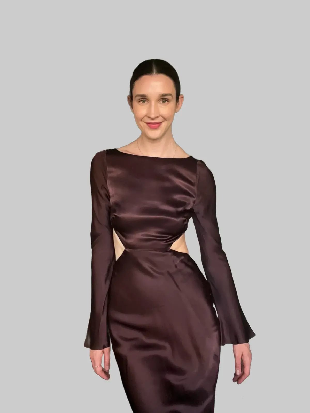 Shona Joy Lana Long Sleeve Open Back Midi Dress Burgundy Size 8 photo 4