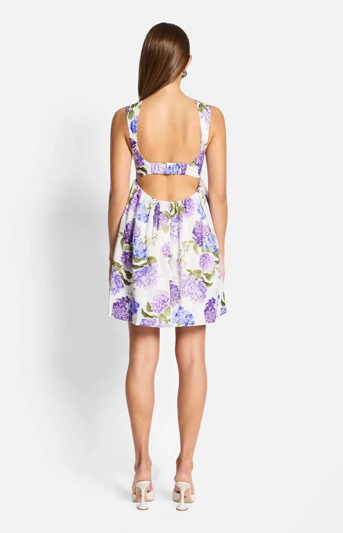 Sofia the Label Kaia Open Back Mini Dress Hydrangea Size AU 10 photo 3