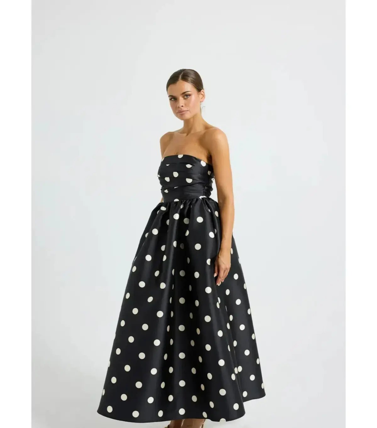 Pasduchas Dottie Strapless Midi Dress Black/Cream Size AU 8 photo 2