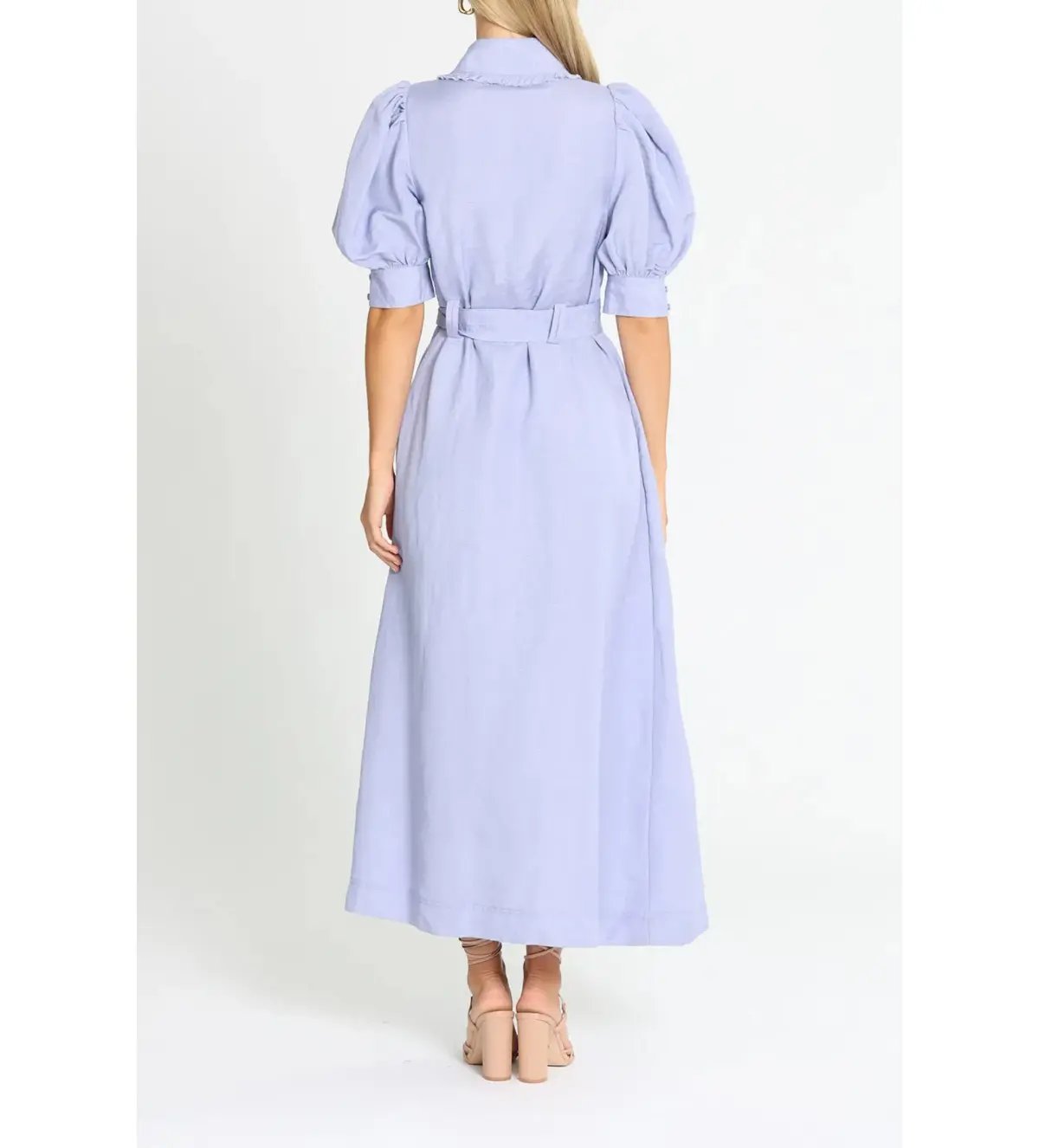 Aje Madeleine Belted Midi Dress in Lilac Size 10/M photo 3