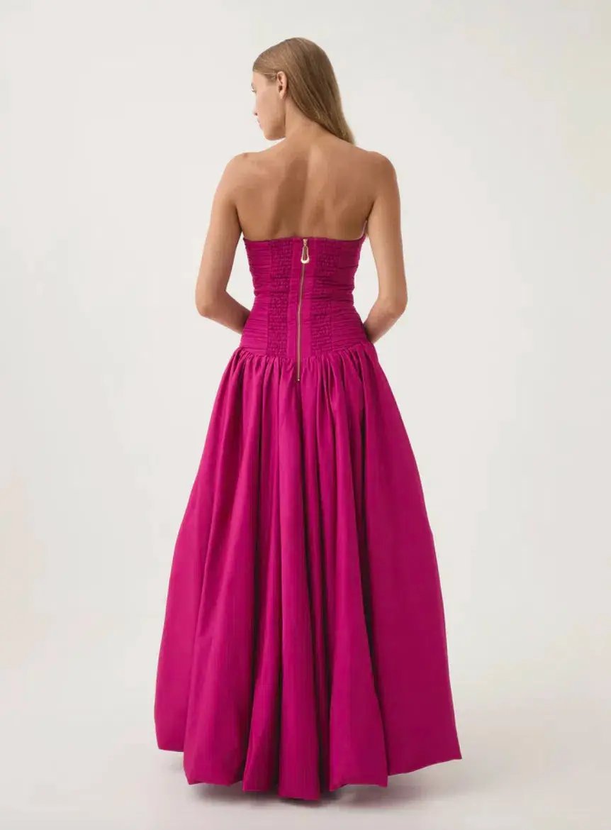 Aje Violette Bubble Hem Maxi Dress Deep Magenta Size 6 photo 3