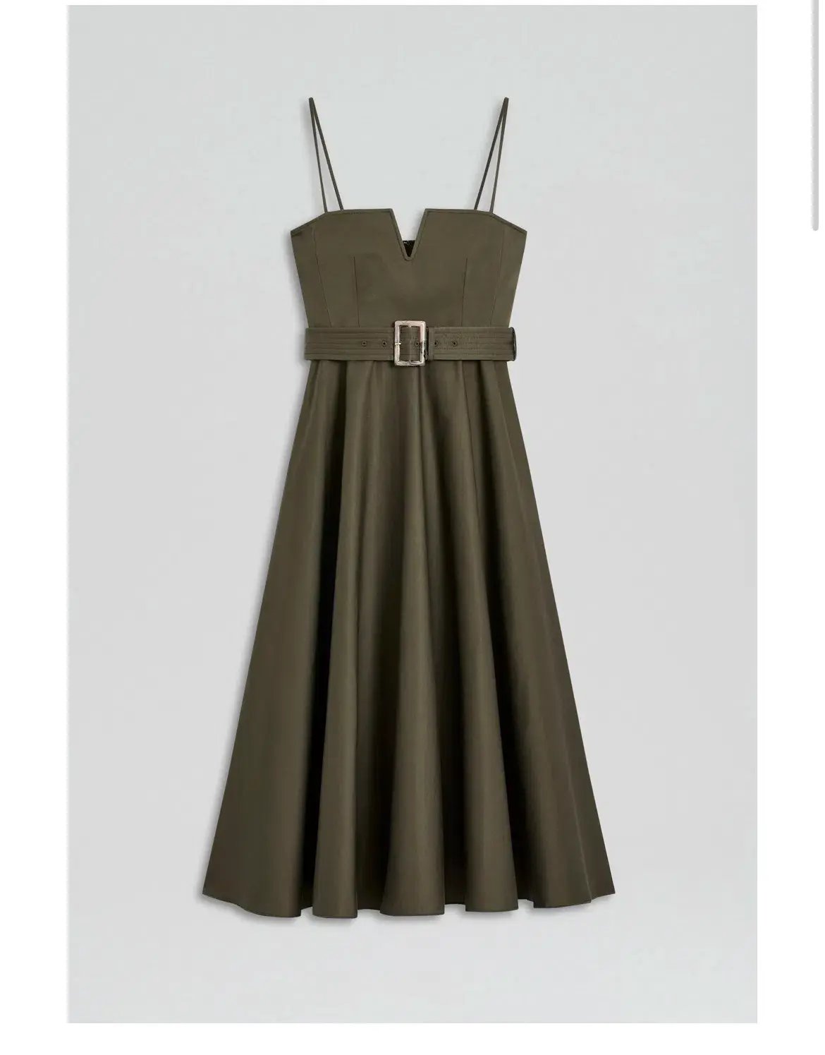 Scanlan Theodore Sateen Resin Trim Dress Khaki Size 10 photo 4