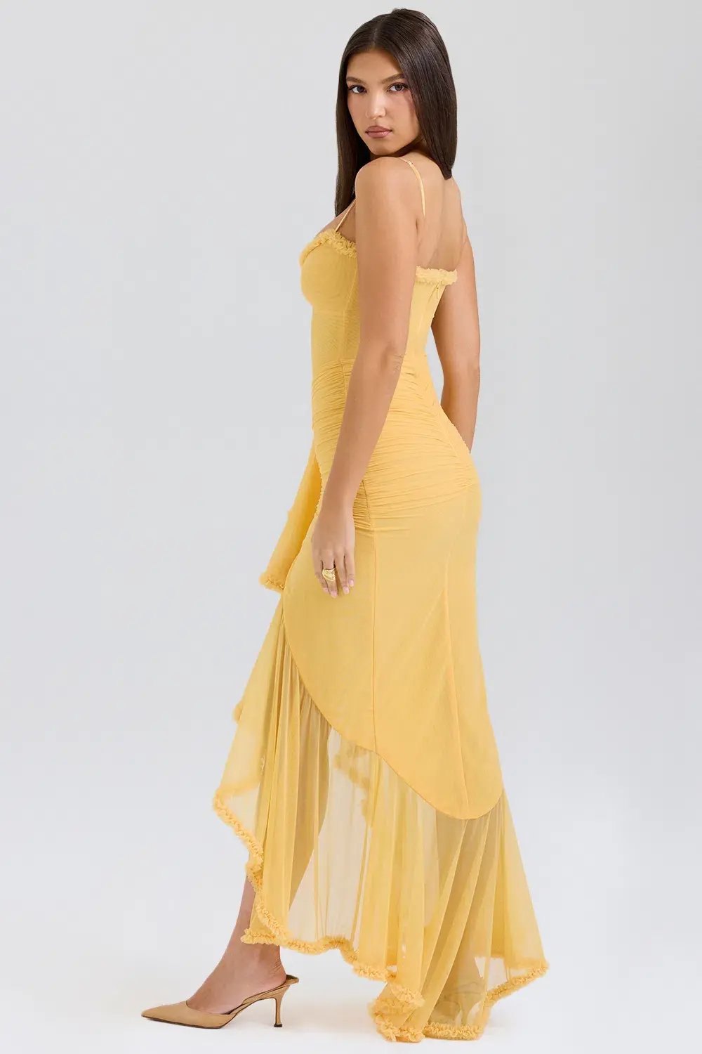 House Of CB Gabbi Ruffled Front Gown Apricot Size XS / AU 6 photo 2