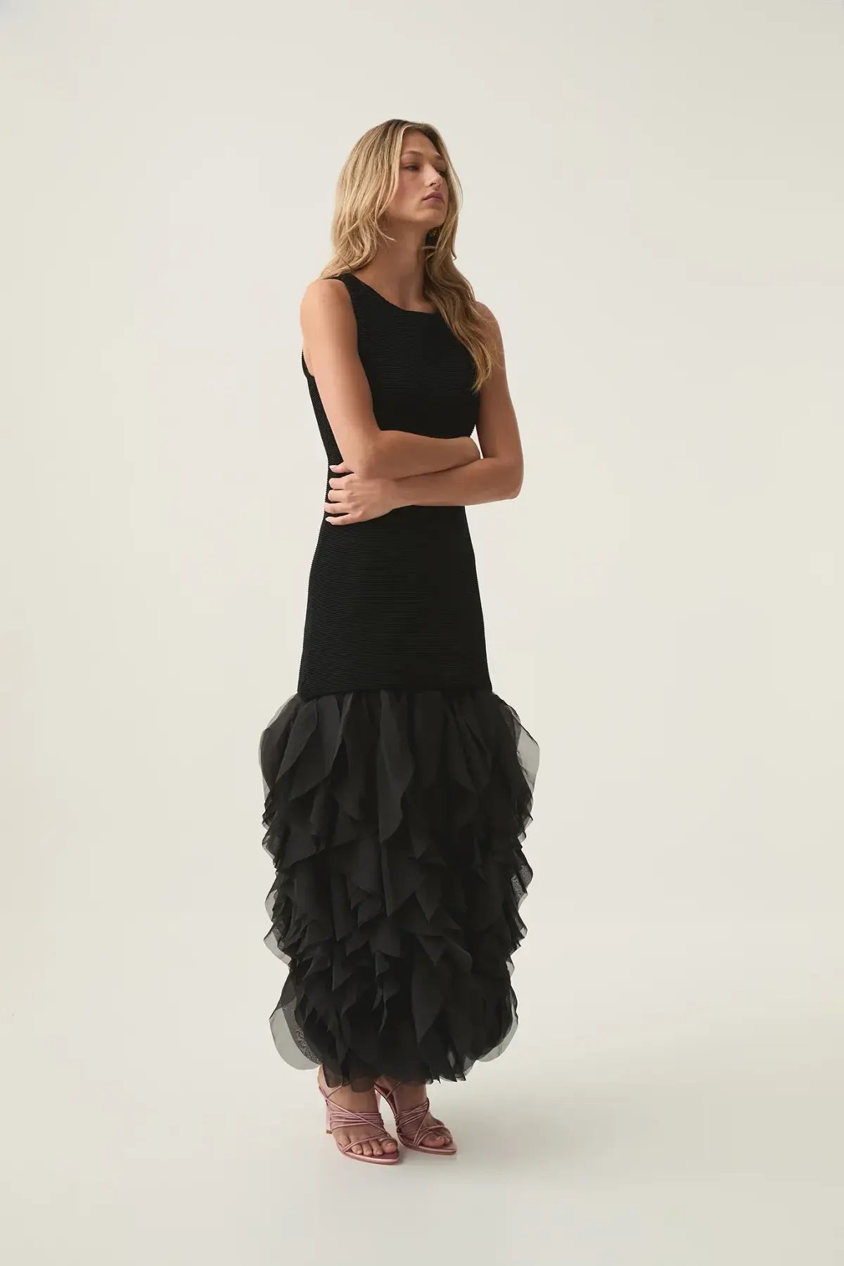 Aje Elations Knit Maxi Dress Black Size 10 photo 2