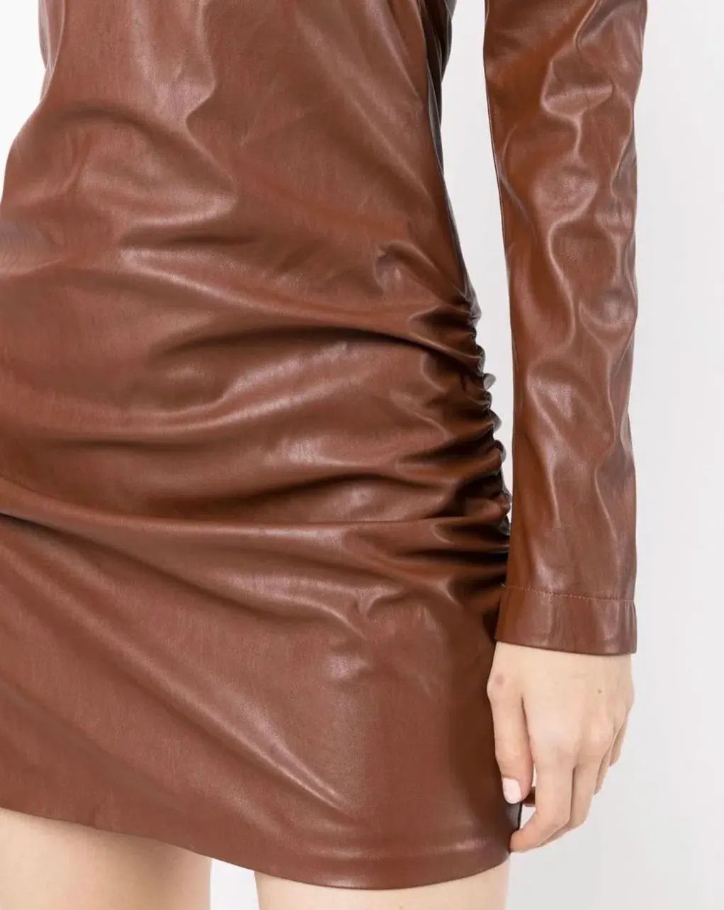 Manning Cartell Asymmetrical Long Sleeve Mini Dress Brown Size 10 photo 4