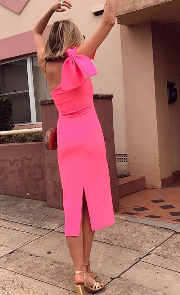 By Johnny Zoe Love Tie Midi Dress Pink Size 14 photo 2