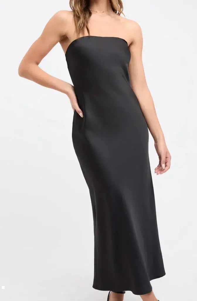 Kookai Belle Strapless Slip Midi Dress Black Size 14 photo 2
