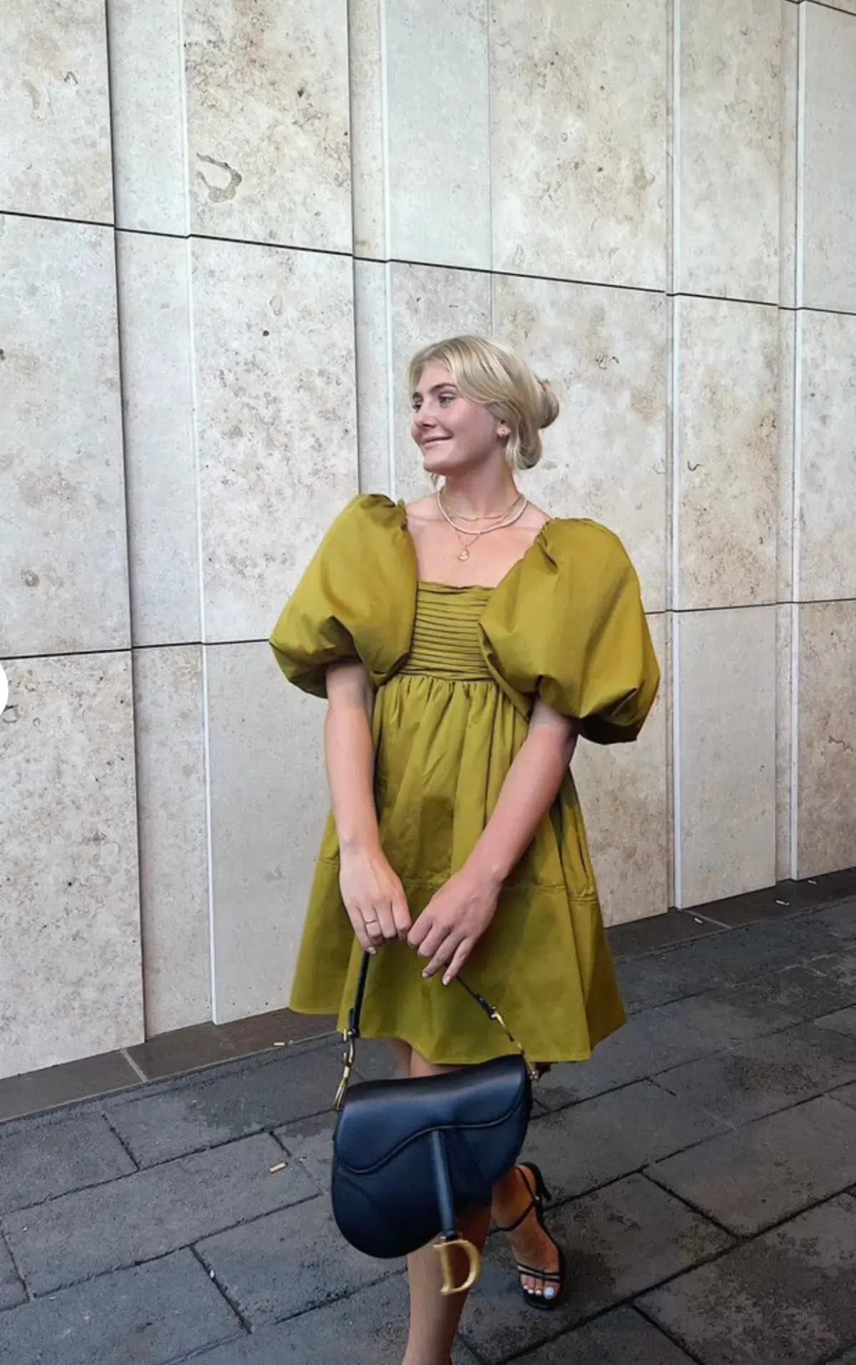 Aje Casabianca Puff Sleeve Mini Dress Olive Green Size 8 photo 3