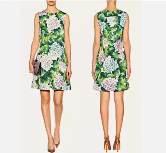 Dolce & Gabbana Hydrangea Print Shift Mini Dress Floral Size 6 photo 2