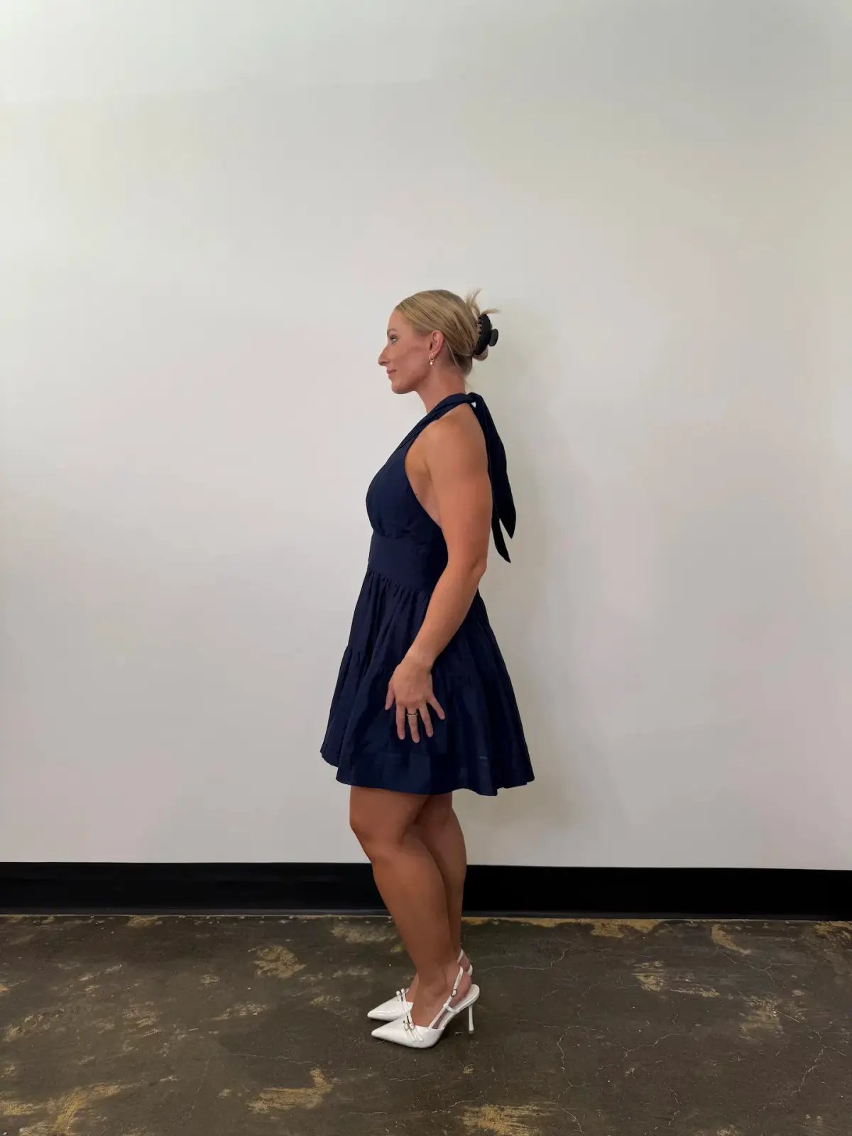 Shona Joy Celeste Halter Tiered Mini Dress in Midnight Size AU 14 photo 4