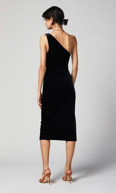 Bec and Bridge Oliviane Velvet Asymmetrical Midi Black Size 10 photo 2