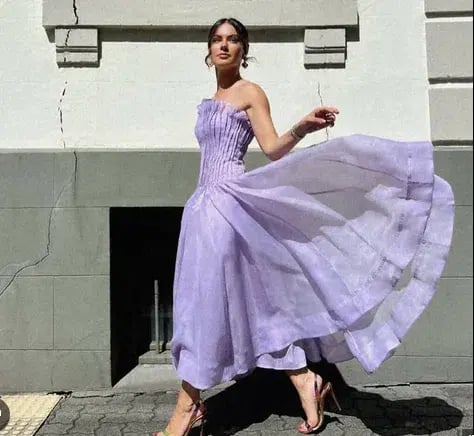 Aje Horizon Pintucked Midi Dress Lilac Size 6 photo 2