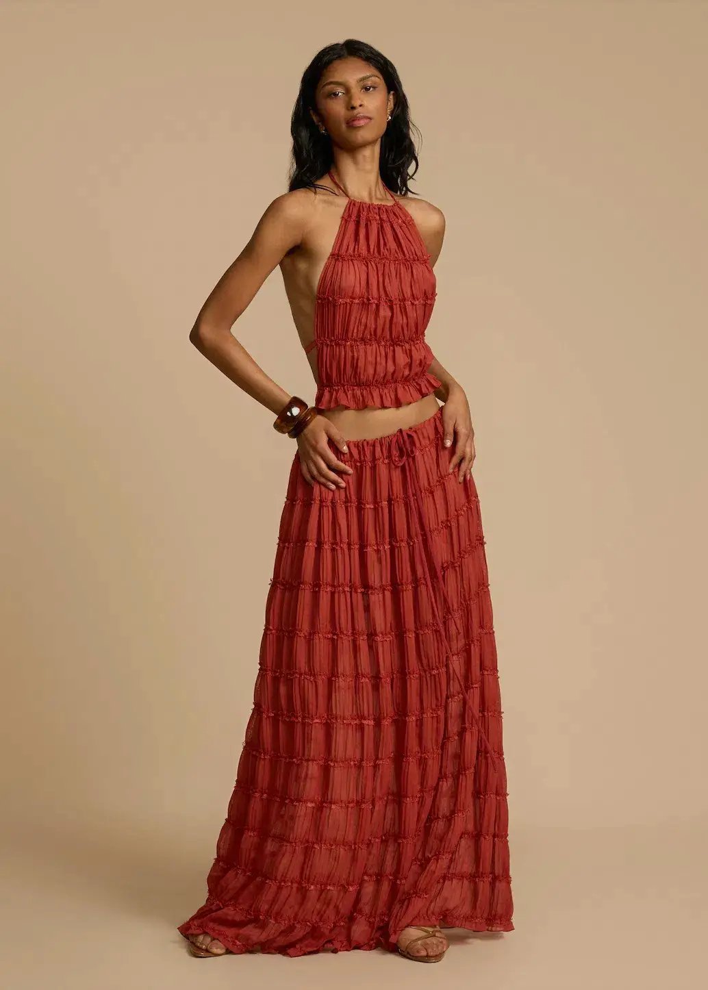 Arcina Ori Juliette Halter Top & Maxi Skirt Set Red Size S / AU 6-8 photo 10