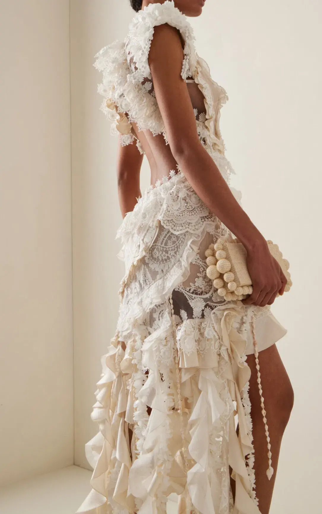 Zimmermann Wonderland Lace Frill Mini Dress Cream Size 0/ AU 8 photo 3