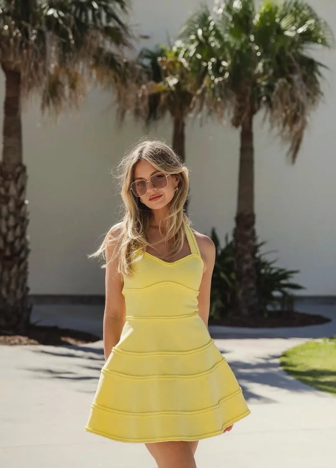 Elliatt Katlyn Halter Mini Dress in Lemon Yellow Size 10 photo 4