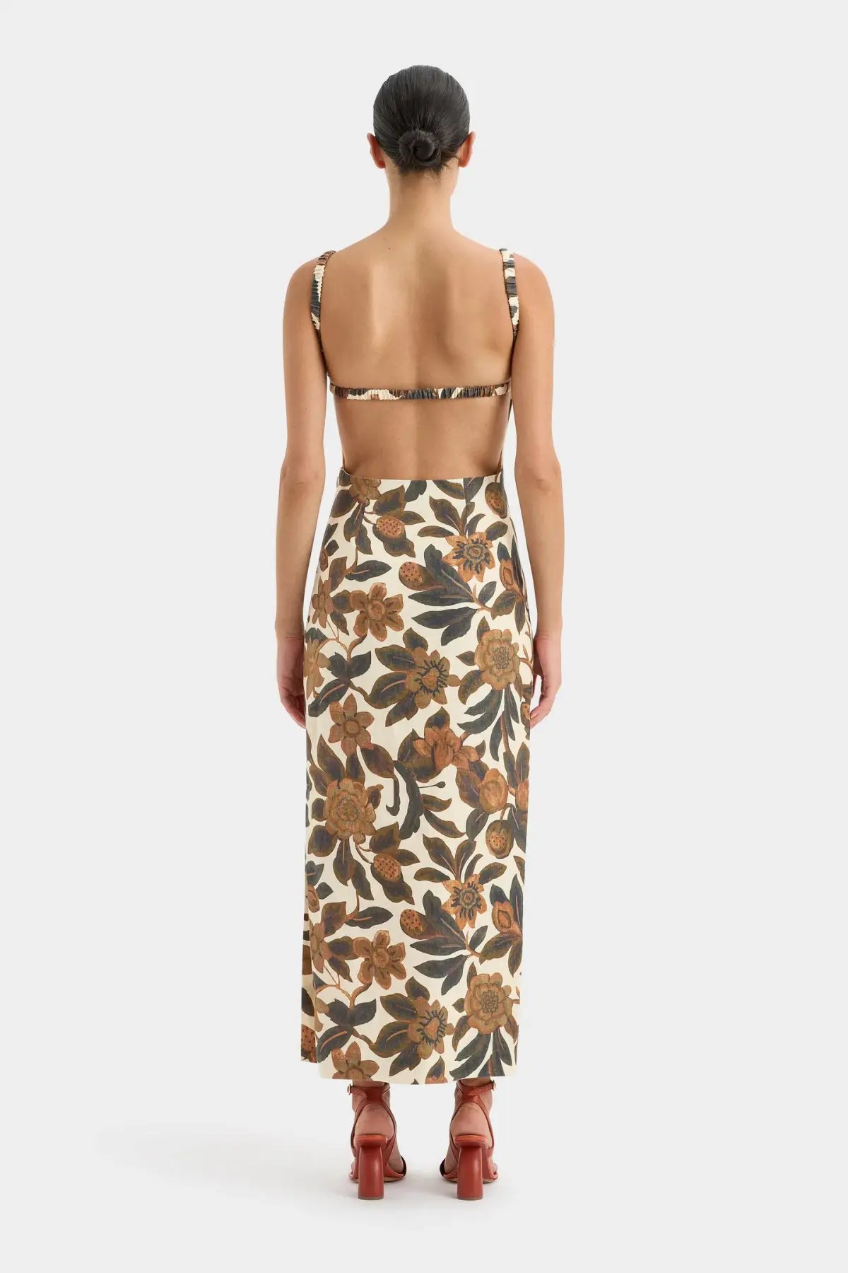 Sir the Label Primrose Ruched Midi Dress Ivory Tapestry Floral Size 0 / AU 6 photo 3