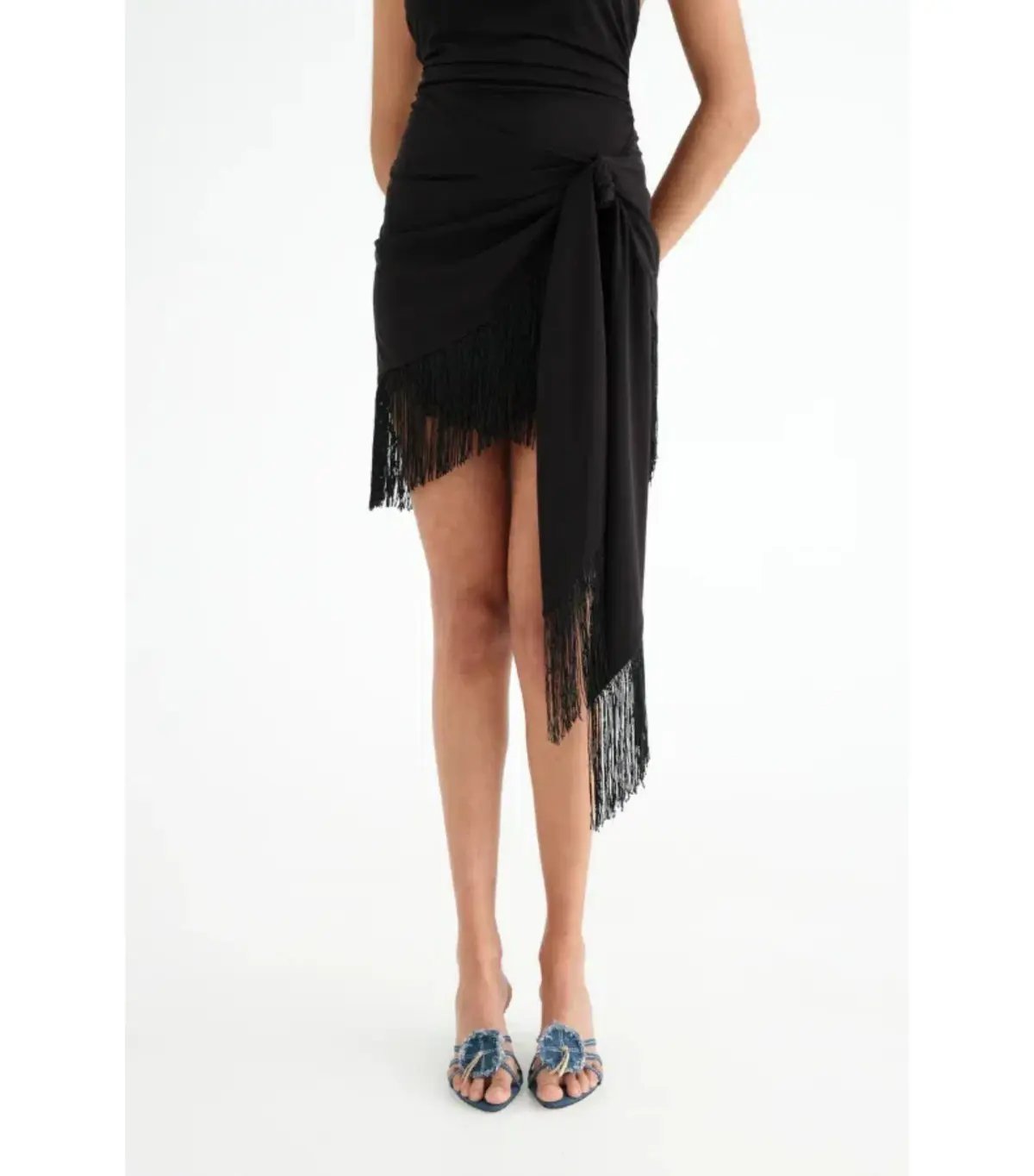 Benni Carolina Fringe Halter Dress Black Size AU 10 photo 4