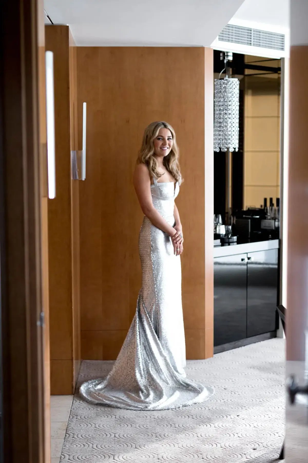Georgia Young Couture Silver Sequin Gown Size 6 photo 2