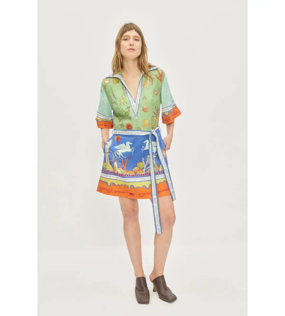 Alemais Surrealist V Neck Mini Dress Multi Print Size 14 photo 5