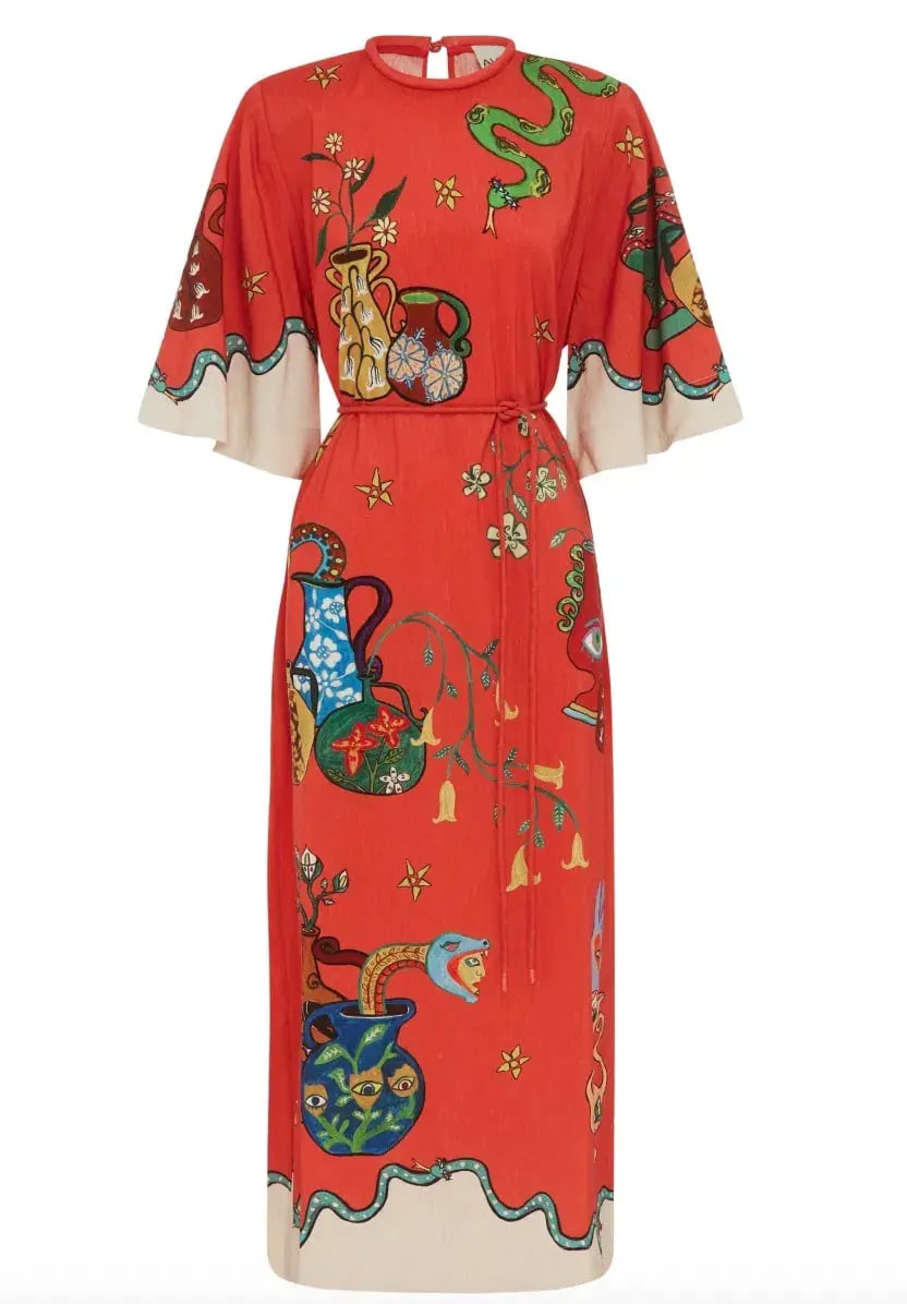 Alémais Rose Tee Midi Dress Red Print Size AU 14 photo 4
