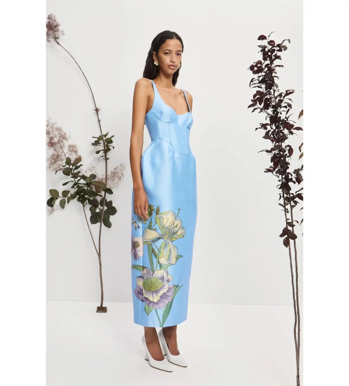 Alemais Donata Taffeta Maxi Gown Blue Print Size 12 photo 2