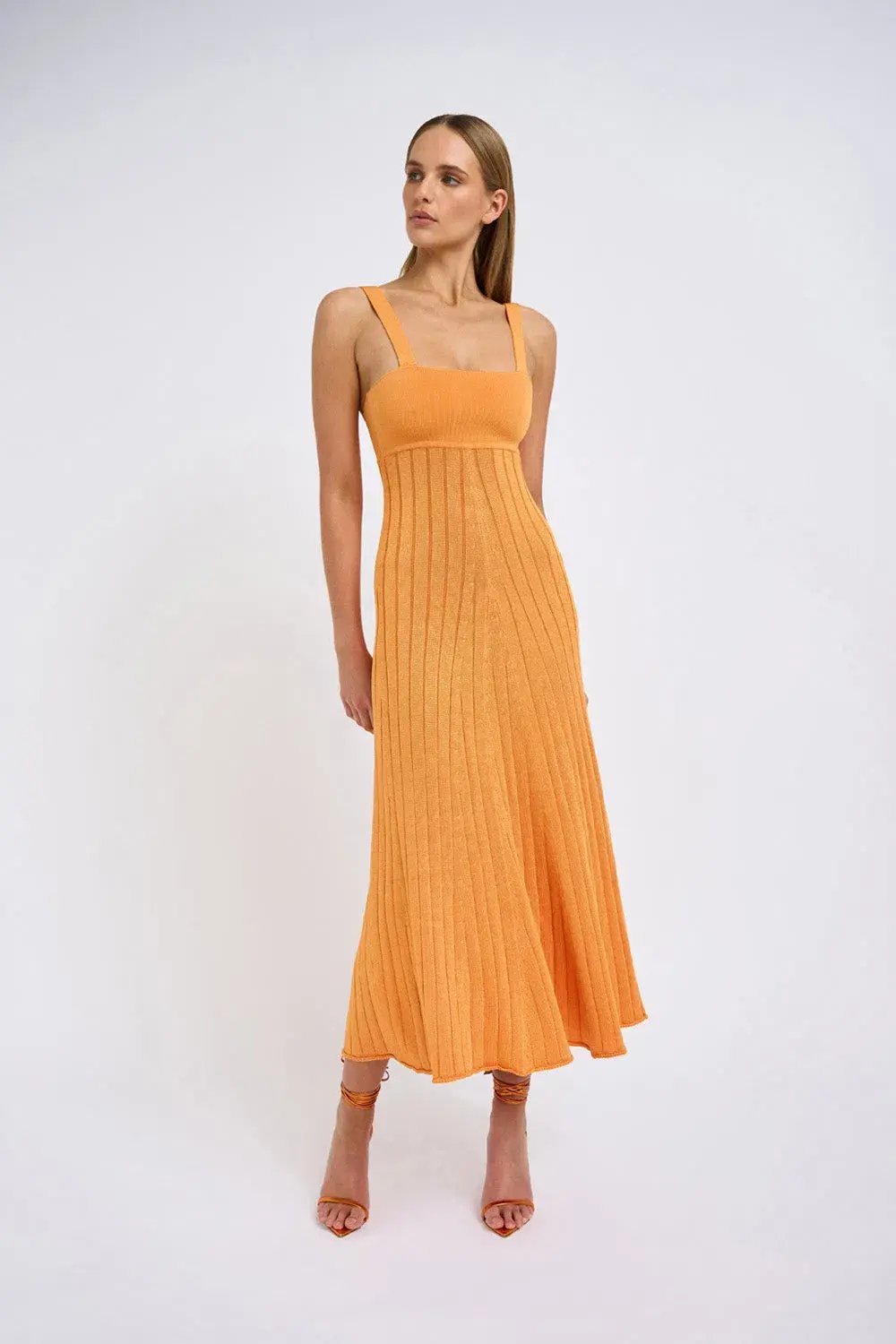 By Johnny Adelita Knit Midi Dress Orange Size 8 / M photo 2
