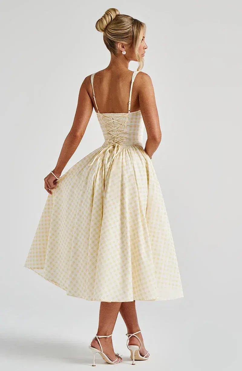 BabyBoo Sherrie Midi Dress in Lemon Gingham photo 2