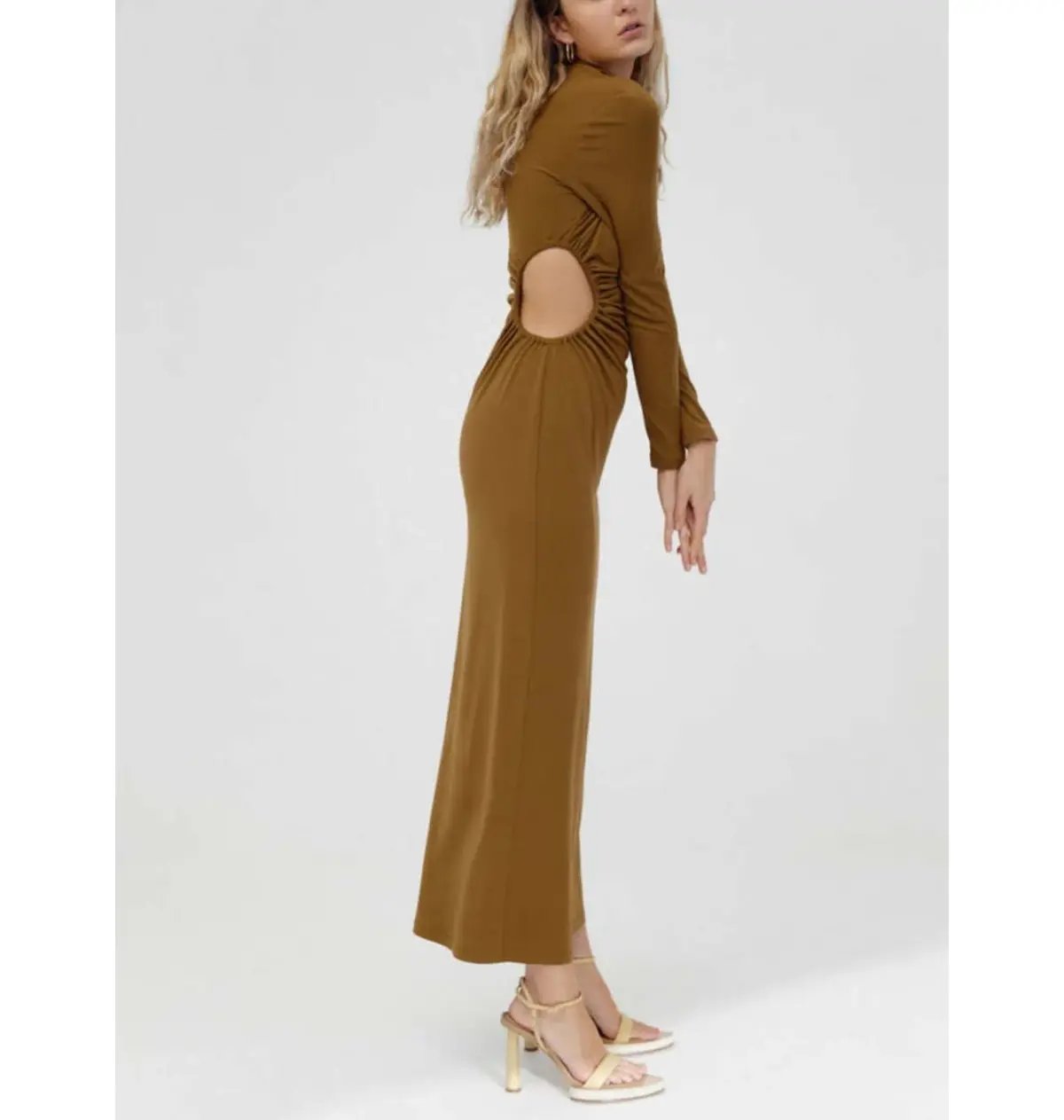Significant Other Liana Long Sleeve Midi Dress Brown Size 8 photo 2