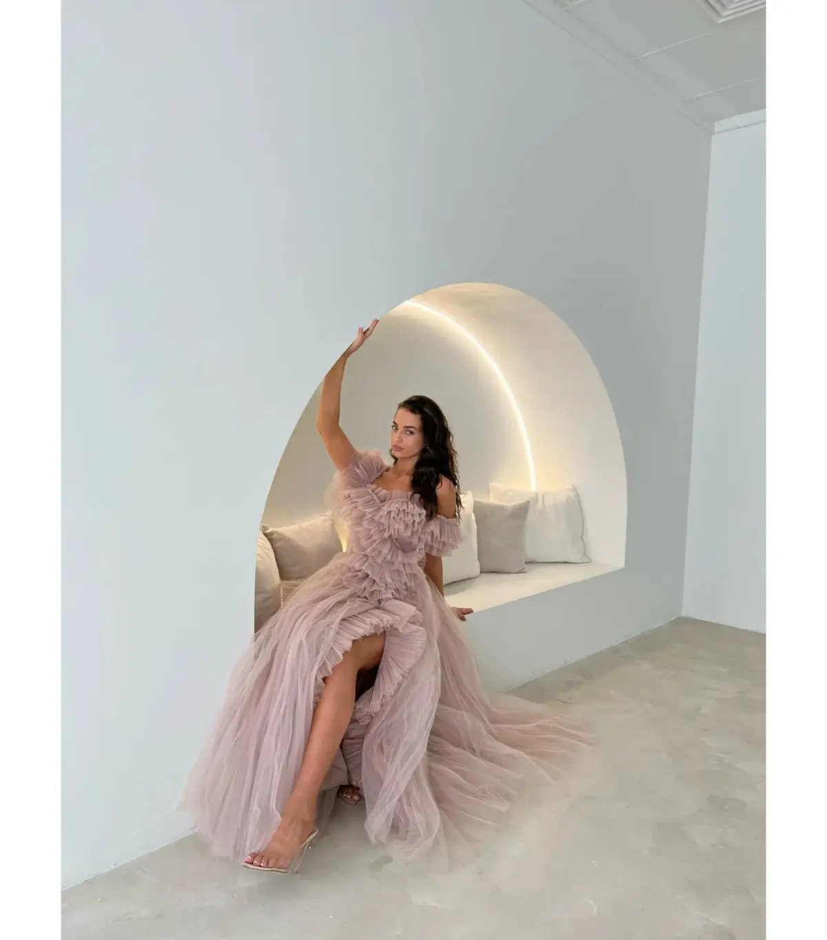 Tarik Ediz Patrice Maxi Dress Blush Size AU 12 photo 2