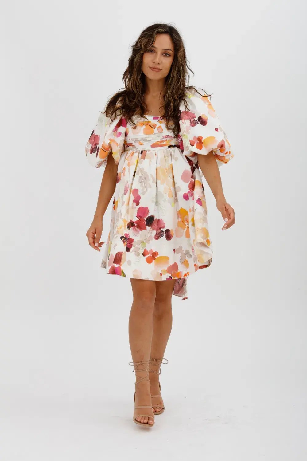 AJE Dassia Puff Sleeve Mini Dress Floral Print Size 10 photo 7