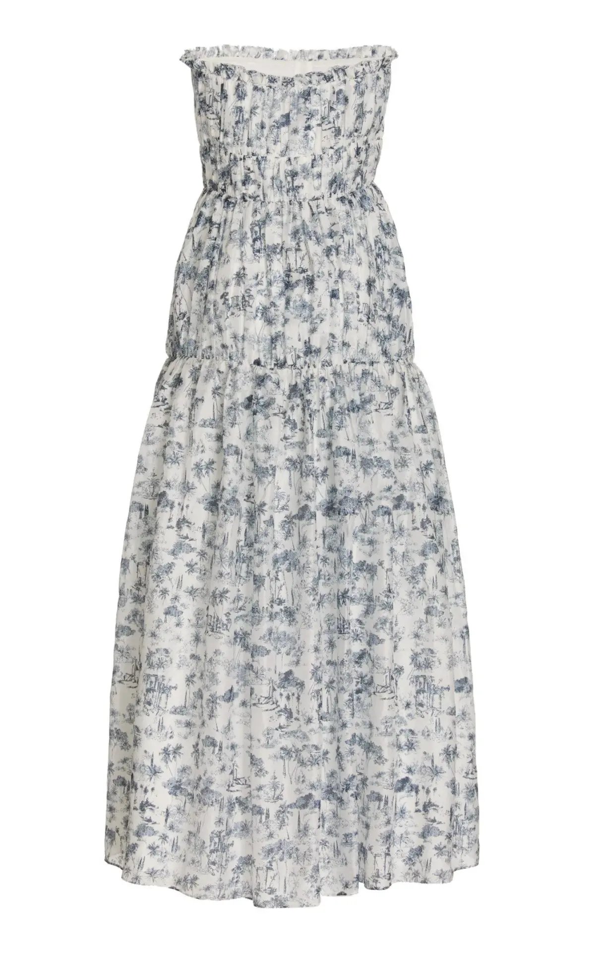 Sir the Label Dimitri Printed Cotton Silk Strapless Midi Dress Print Size XS / AU 6 photo 5