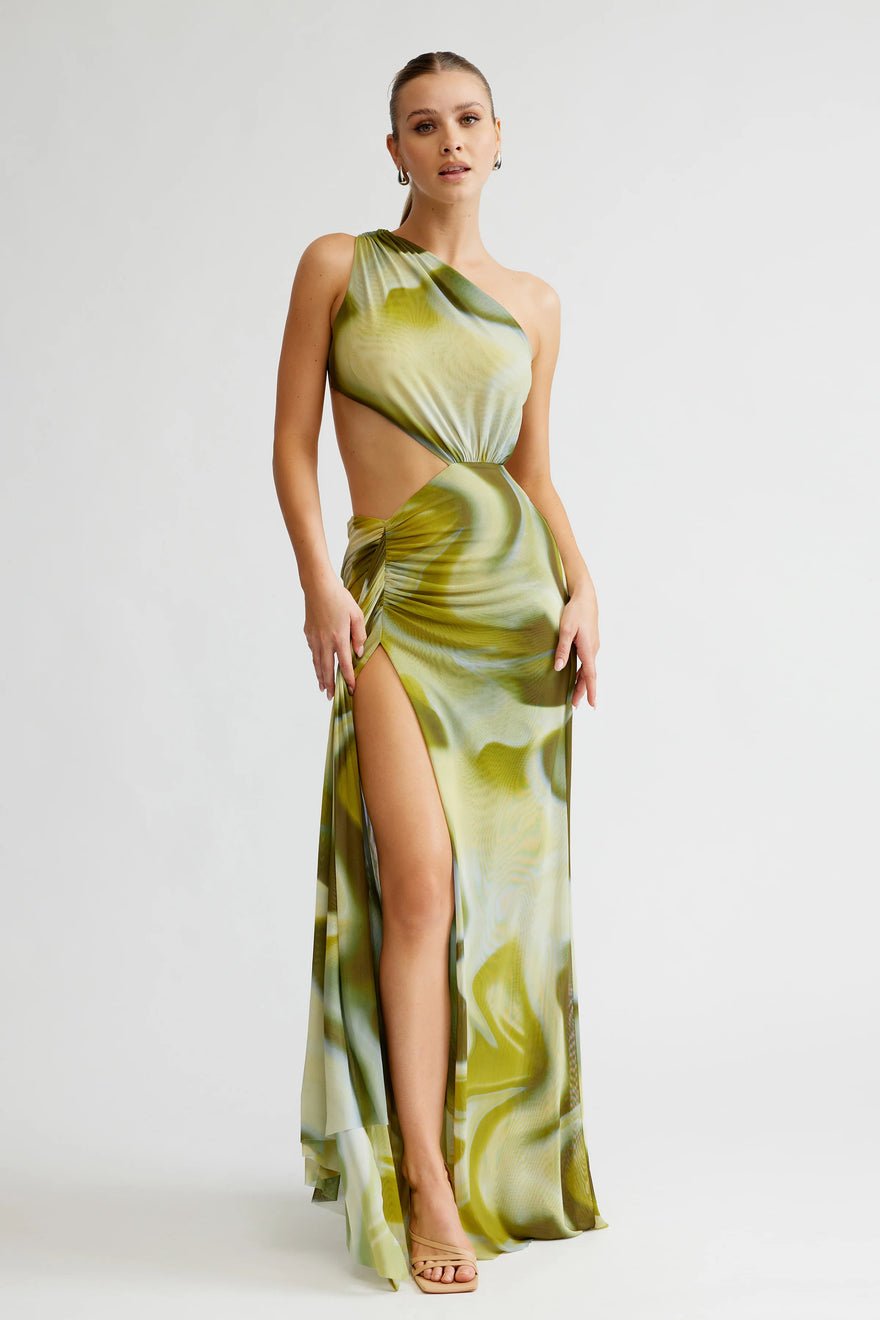 Lexi Zaniah Dress - Sage Liquify Print photo 2