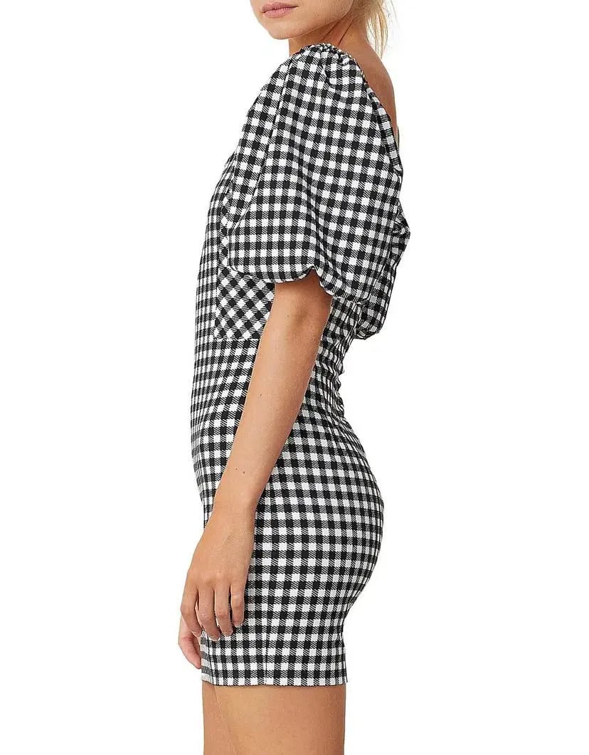 Bec & Bridge Check It Out Mini Dress Black Print Size 2 / AU 6 photo 4