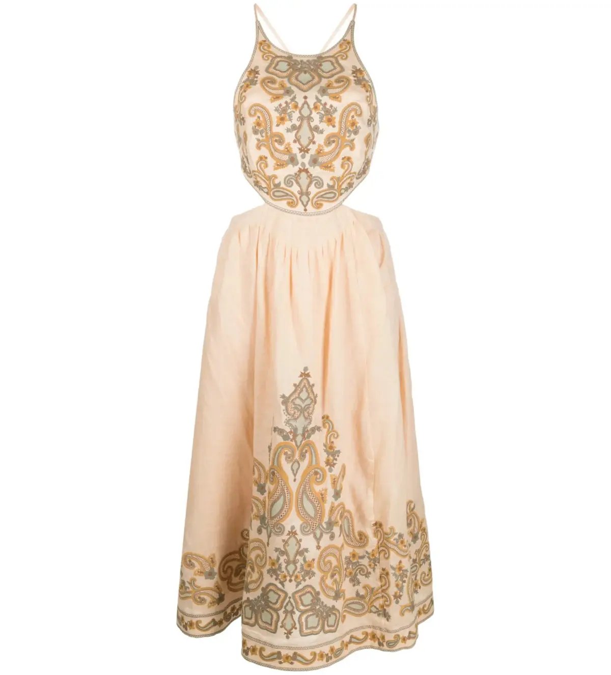 Zimmerman Devi Halter Tie Midi Dress Orange Print Size AU 10 photo 5