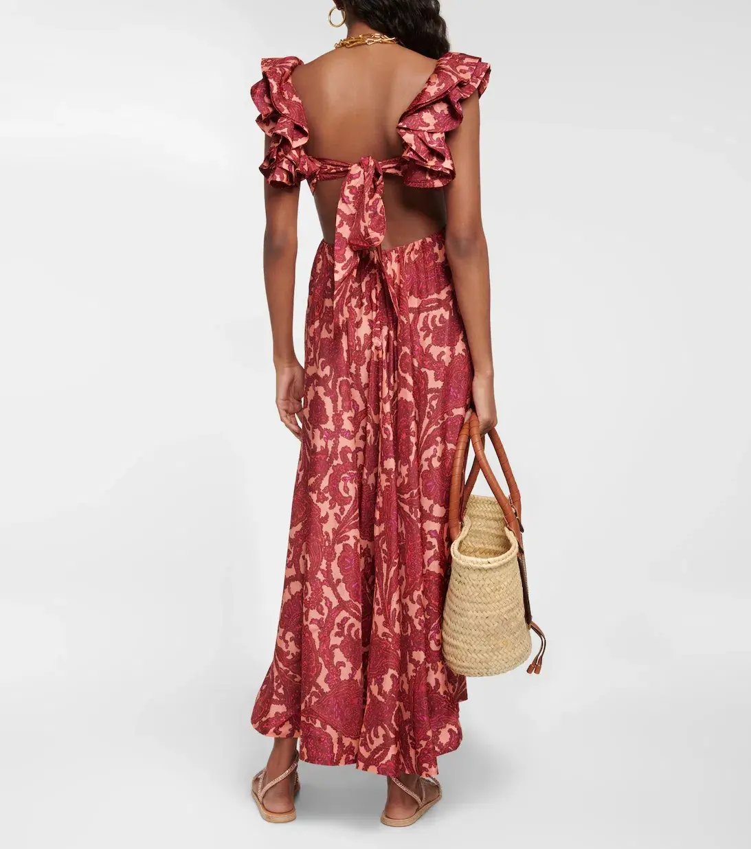 Zimmermann Tiggy Cutout Ruffled Silk Midi Dress Paisley-Print Size 1 / AU 10 photo 9