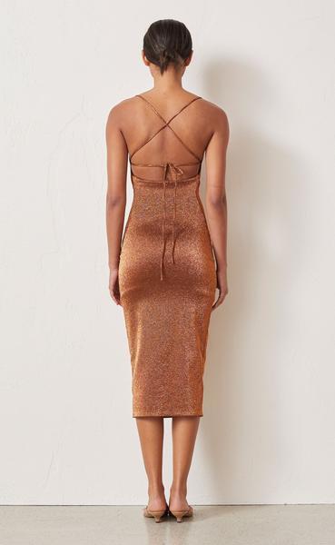 Bec & Bridge Bronze Baby Midi Dress Brown Size 6 photo 3