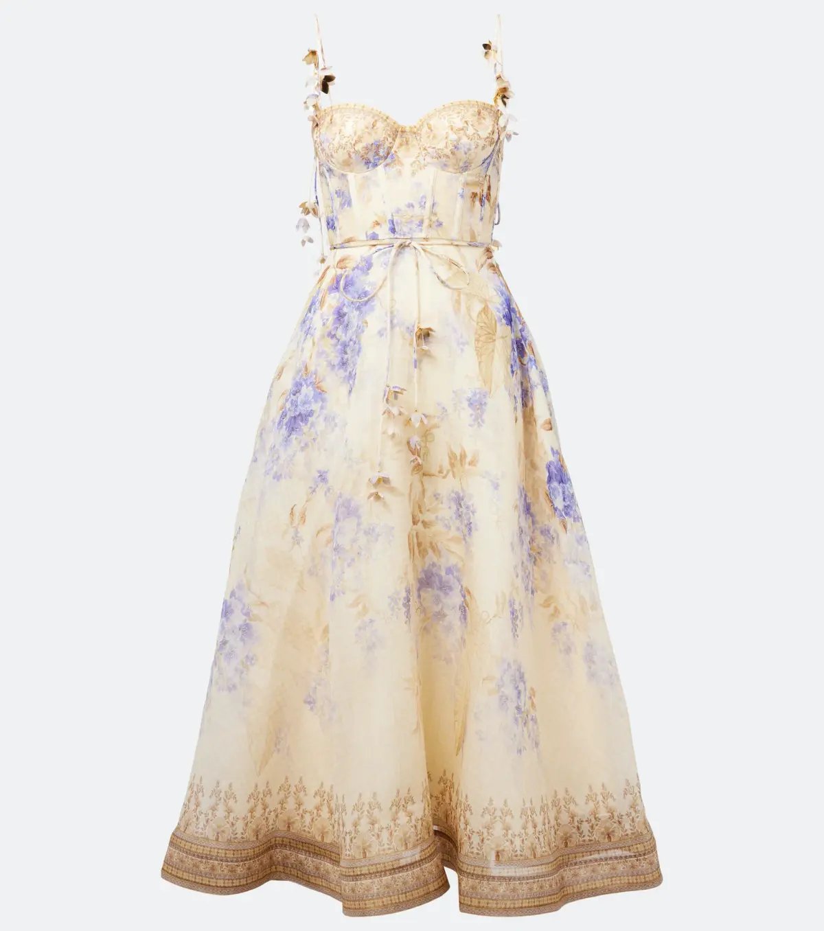 Zimmermann Dawning Picnic Midi Dress Lilac Floral Size 2 / AU 12 photo 4