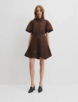 Country Road Asymmetric Hem Mini Dress Brown Size 12 photo 2