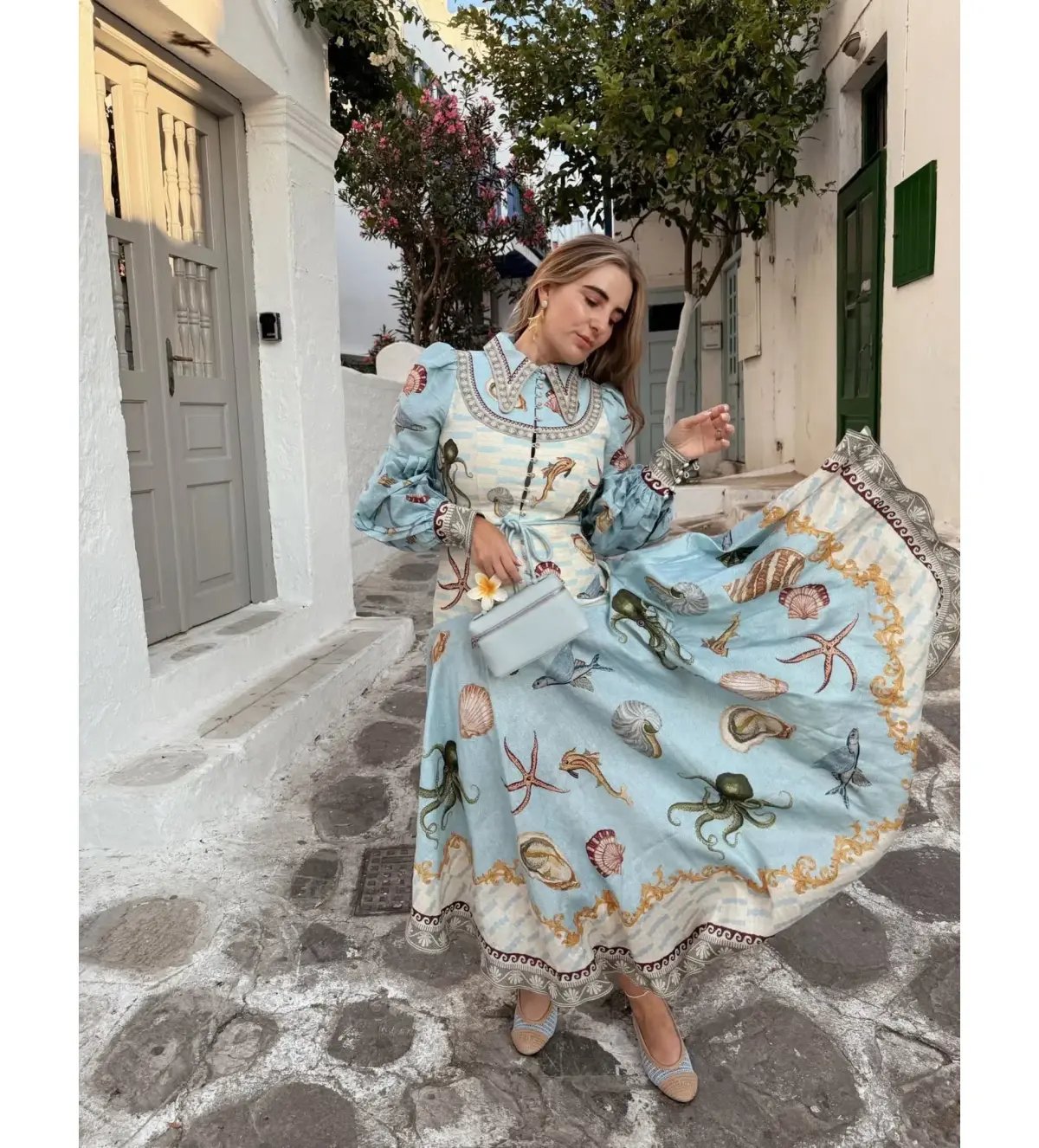 Alemais Bath House Shirt Midi Dress Print Size 16 photo 2