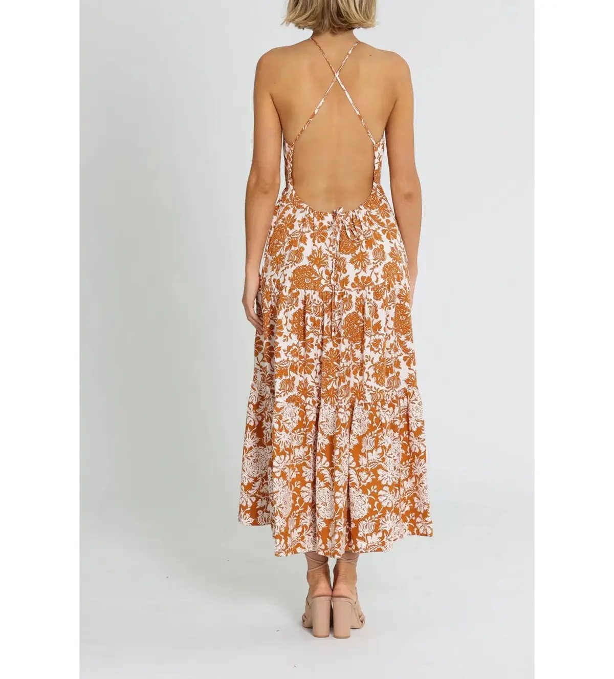 Shona Joy  Vitoria Halter Midi Dress Orange Size 8 photo 2