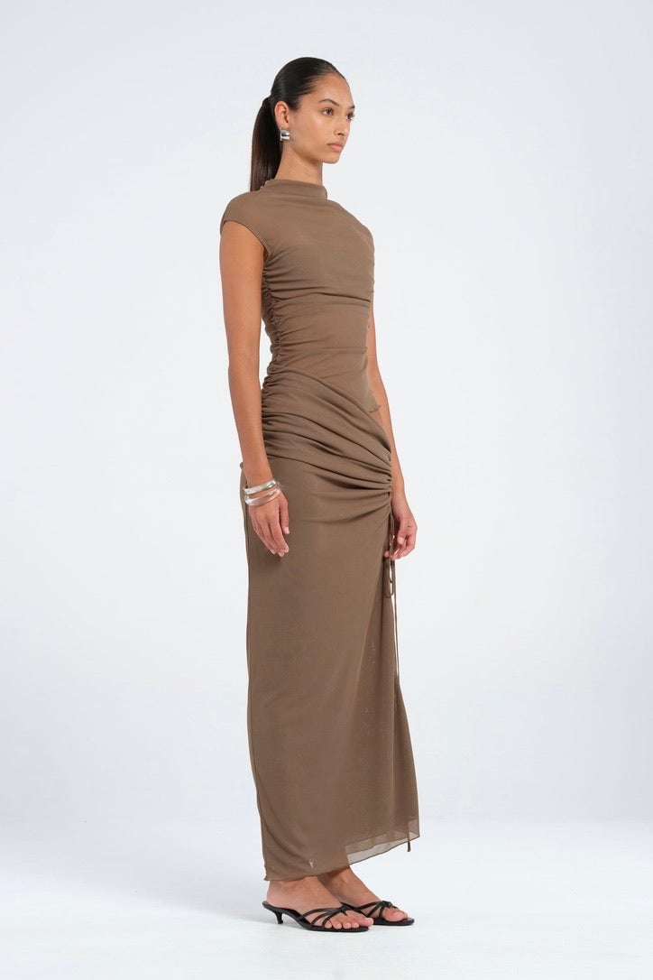 Benni Milo Mesh Maxi Dress - Mushroom photo 2