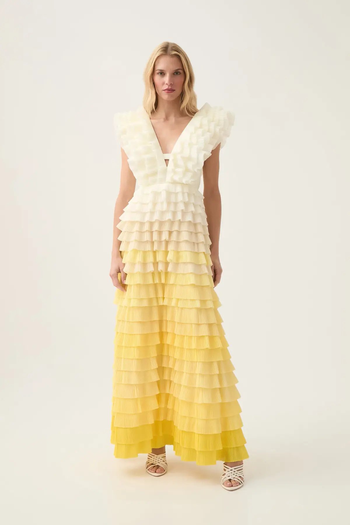Aje Reflection Ombre Gown in Ivory/Acacia Yellow Size AU 12 photo 2