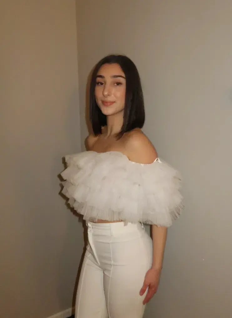 Selezza London Noelle Tulle Top White Size 6 photo 3