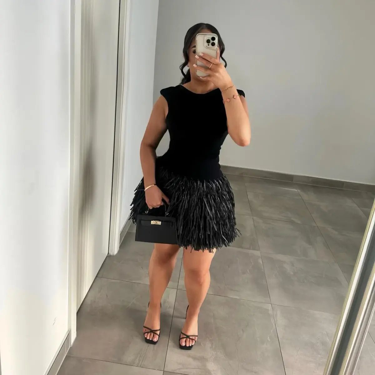 Aje Rushes Raffia Knit Mini Dress Black Size M / AU 10 photo 5